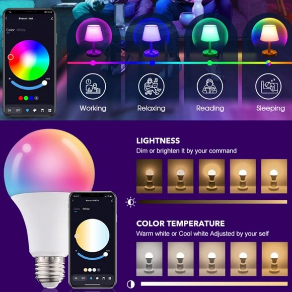 (2Pack) LED TUYA E27 SMART BULB 10W MULTICOLOR DIMMABLE BLUETOOTH/ WIFI BULB - Picture 4 of 13